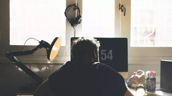 man working at computer