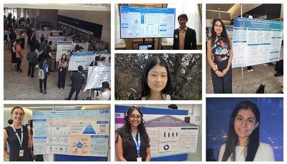 Photos from the UHN STAR Research Day in August 2024. There are photos of 6 of the poster prize winners and a photo of all the poster boards and attendees